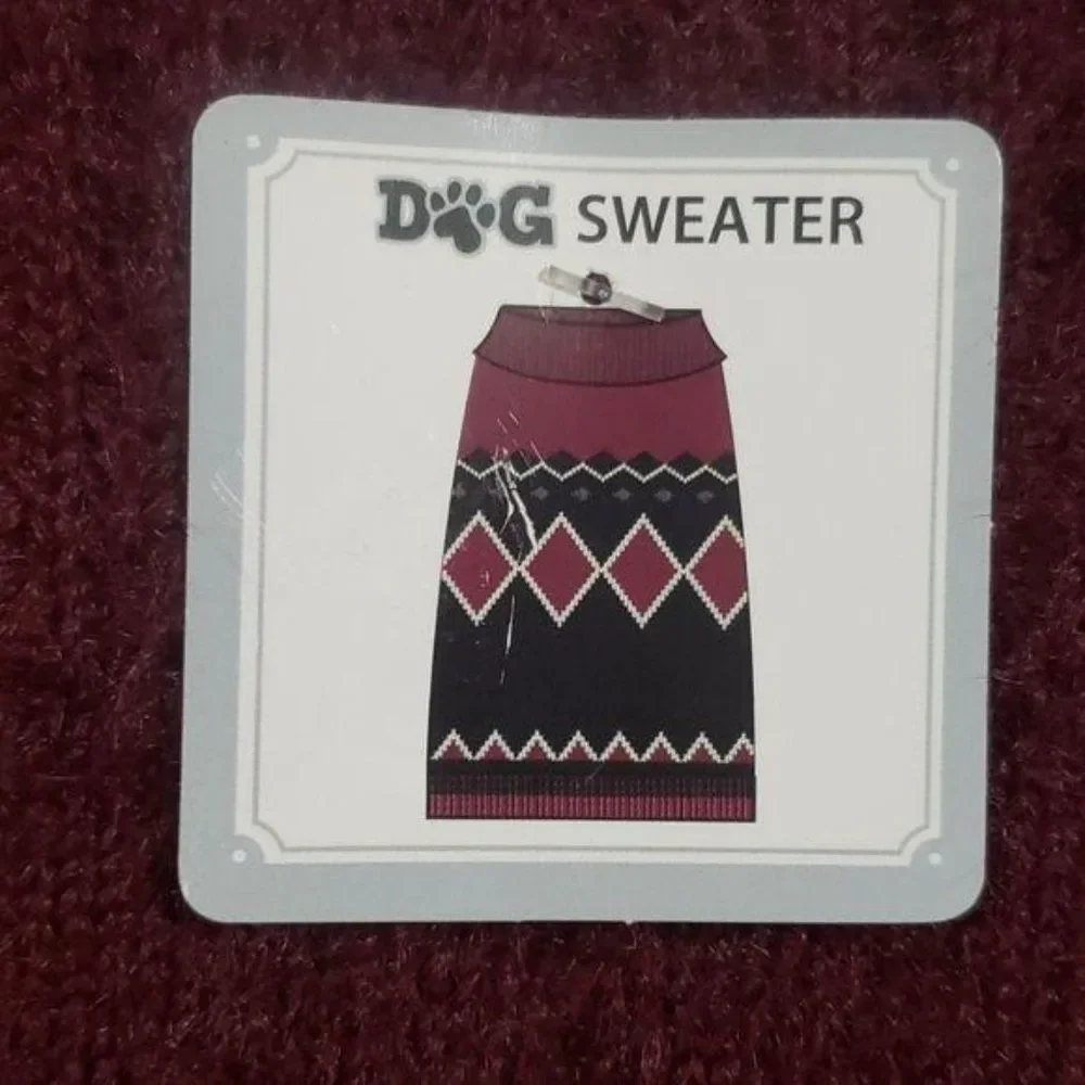 Medium knit aztec red white‎ black dog sweater